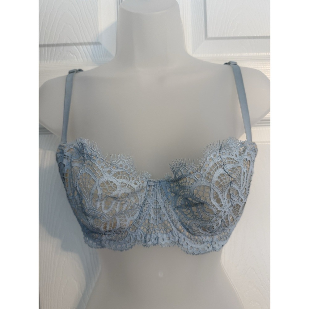 Victorias Secret Womens Dream Angels Light Blue Lace Sheer Underwire Bra Sz 36C